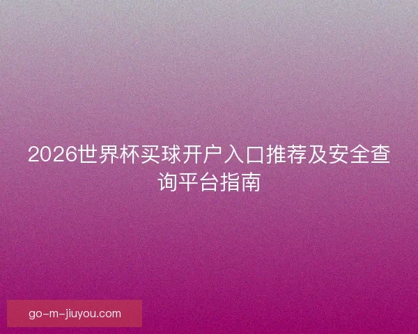 2026世界杯买球开户入口推荐及安全查询平台指南