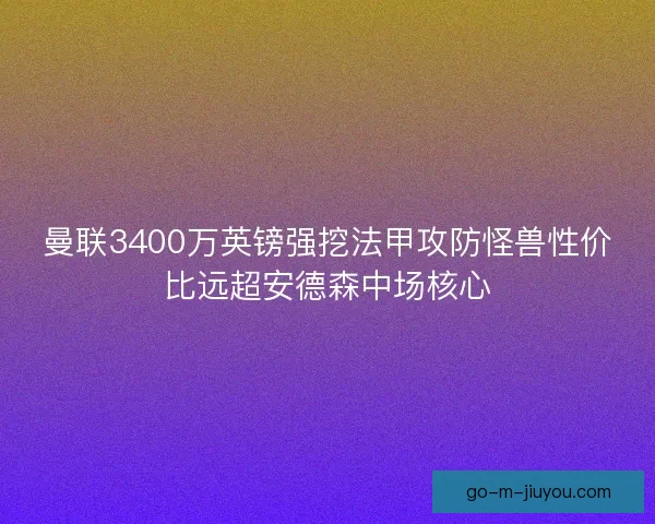 曼联3400万英镑强挖法甲攻防怪兽性价比远超安德森中场核心